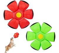 OOXYG Lot de 2 disques volants pour chien - Balle de soucoupe volante interactive pour chien de taille moyenne et grande - 3 dents légères - Rouge + vert