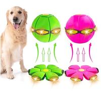 OOXYG Lot de 2 jouets pour animaux de compagnie avec soucoupe volante pour chiens, jouet interactif avec 3 lumières pour chiens de taille moyenne et grande taille, jeux de plein air, jeux de camping,