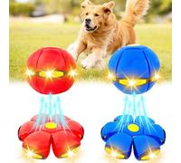 OOXYG Lot de 2 jouets pour animaux de compagnie avec soucoupe volante pour chiens, jouet interactif pour chiens de moyenne et grande taille, balle à disque portable pour jeux de plein air, 3 rouge