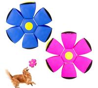 OOXYG Lot de 2 jouets volants pour chien - Soucoupe volante - Balle interactive pour chien - Pour chiens de taille moyenne et grande - Sans danger pour les dents - Bleu + rose