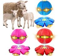 OOXYG Lot de 3 jouets pour animaux de compagnie avec soucoupe volante et balle avec 3 lumières pour chien interactif, balle d'extérieur, balle disque rouge + bleu + rose