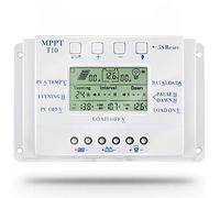 OOYCYOO 10A Régulateur de Charge Solaire, 12V/24V Batterie Détection Automatique,avec contrôle de minuterie de charge double pour système de réverbère,Avec écran LCD
