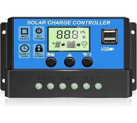 OOYCYOO 30A 12V/24V Contrôleur de Charge Régulateur Panneau Solaire Batterie Intelligent PWM avec 5V Double Port USB LCD Affichage pour Les Batteries Plomb-acide
