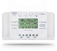 OOYCYOO 30A Régulateur de Charge Solaire, 12V/24V Batterie Détection Automatique,avec contrôle de minuterie de charge double pour système de réverbère,Avec écran LCD USB