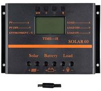OOYCYOO 60A Régulateur de Charge Solaire, 12V/24V Batterie Détection Automatique,avec contrôle de minuterie de charge double pour système de réverbère,Avec écran LCD USB