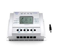 OOYCYOO 60A Régulateur de Charge Solaire, 12V/24V Batterie Détection Automatique,avec contrôle de minuterie de charge double pour système de réverbère,Avec écran LCD USB