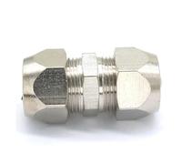 OOYIALET 2pcs Fit Tube O/D 12mm Equal Nikel Plated Brass Ferrule Pneumatic Air Compression Fitting Adapter