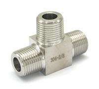 OOYIALET Equal 3/8" BSPT Male Threaded Tee 3 Way 304 Stainless Steel Pipe Fitting Connector Adapter Max Pressure 2.5 Mpa