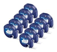 Oozmas 10 x 91221 Ruban en Plastique Blanc 12mm x 4m | Compatible avec Dymo LetraTag LT-100H LT-100T 200B XR XM QX50, Noir sur blanc