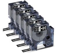 Oozmas A45021 Ruban pour Étiqueteuse Compatible avec Dymo D1 12 mm x 7 m Blanc sur Noir 45021 Compatible avec Dymo LabelManager 160 210D 260P 280 360D 420P