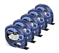 Oozmas A913318 Ruban Blanc sur Noir 12 mm x 4 m Compatible avec Dymo Letratag Ruban d'étiquettes Blanc Compatible avec Dymo Letratag LT-100H LT-100T LT-110T 200B XR XM