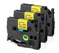 Oozmas TZe-631 12mm 0,47 Ruban pour Étiqueteuse Compatible avec Brother TZe631 P-Touch 12mm Jaune, Compatible avec Brother P-Touch H107B H110 1830 D400 D600