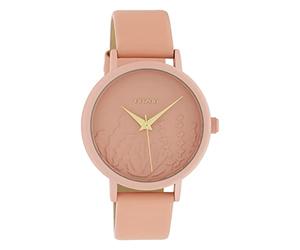 Oozoo C10604 Summer Vibes Montre pour femme avec bracelet en cuir 36 mm Rose, Orange/orange, Sangles