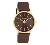 Oozoo C11655 Montre à quartz pour femme avec bracelet en cuir Marron doré 35 mm