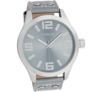 Oozoo en cuir pour hommes montre analogique à quartz bracelet gris bleu Timepieces D2UOC1010A