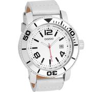 Oozoo en cuir pour hommes montre mate analogique à quartz bracelet beige blanc Timepieces D2UOC2586A