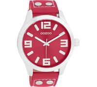 Oozoo Montre Basic Line avec bracelet en cuir 47 mm rouge/rouge C11554