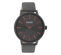 Oozoo Montre-bracelet pour femme avec bracelet en cuir Color Line 42 mm de diamètre dans différentes variantes, gris, bracelet