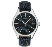 Oozoo Montre Bracelet pour Femmes Montres Analogue Cuir Bleu Noir UOC10434