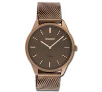 Oozoo Montre Bracelet pour Femmes Ultra Slim Mouvement à Quartz Acier Inox Braun