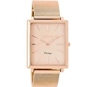 Oozoo Montre-bracelet vintage avec bracelet en métal milanais plat en acier inoxydable avec seulement 7 mm de hauteur et 31 mm de diamètre, carrée, dans différentes variantes, C8184 - Rose / Rose /