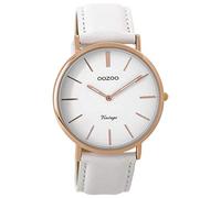 Oozoo Montre femme bracelet en cuir vintage 40 mm Rose/blanc/blanc c9315