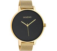 Oozoo Montre pour femme avec bracelet milanais en acier inoxydable et cadran mandala, Doré/noir, Bracelet