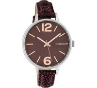 Oozoo montre femme serpent rouge vin argent 42 mm en cuir
