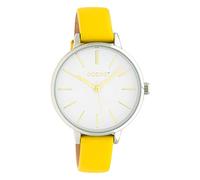 Oozoo Montre junior pour femme avec bracelet en cuir, 34 mm, Blanc/jaune., mittel, Sangle