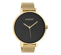 Oozoo Montre pour femme avec bracelet milanais en acier inoxydable et cadran mandala, Doré/noir, Bracelet