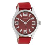 Oozoo Montre pour femme avec bracelet en cuir Classic Color Line XL 47 mm, Rouge - C10237, extra groß, bracelet
