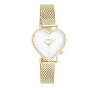 Oozoo Montre Timepieces pour femme - Avec bracelet en acier inoxydable - Montre moderne pour femme - Élégante montre analogique en forme de cœur, Doré/blanc, Bracelet