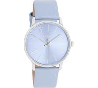 Oozoo Montre Timepieces pour femme - Avec bracelet en cuir - Montre moderne pour femme - Élégante montre analogique ronde (boîtier de 36 mm), C11063 - Bleu clair/bleu clair, bracelet