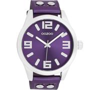 Oozoo Montre Timepieces pour femme - Avec bracelet en cuir - Montre moderne pour femme - Élégante montre analogique pour femme, Oozoo Timepieces C1080 Bracelet en cuir pour femme Violet/métallique,