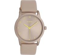 Oozoo Montre Timepieces pour femme - Avec bracelet en cuir - Montre moderne pour femme - Élégante montre analogique ronde (boîtier de 38 mm), Taupe/jaune, lanière