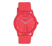 Oozoo Montre Timepieces pour femme - Avec bracelet en cuir - Montre moderne pour femme - Élégante montre analogique ronde (boîtier de 38 mm), rouge
