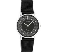 Oozoo Montre plate vintage pour femme avec bracelet en métal milanais et paillettes en acier inoxydable - Cadran de 32 mm