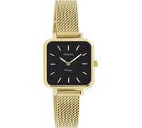 Oozoo Montre vintage pour femme - Avec bracelet en maille métallique de 12 mm - Analogique - Carré, noir/doré, Bracelet