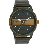 Oozoo Timepieces C11230_C11234_Parent Montre pour homme | Montre analogique élégante pour homme | Montre ronde | Montre analogique pour homme avec, Vert forêt/vert olive/blanc, bracelet
