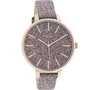 Oozoo Timepieces Montre pour femme - Avec bracelet en cuir de 14 mm de large - Montre de qualité supérieure pour femme - Élégante montre analogique ronde, Paillettes/or rose, groß, bracelet