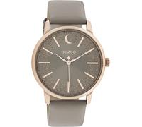 Oozoo Timepieces Montre pour femme avec bracelet en cuir de 20 mm de large | Montre de haute qualité pour femme - Élégante montre analogique ronde, Taupe/or rose, groß, Sangles