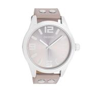 Oozoo Timepieces Montre pour femme avec bracelet en cuir - Montre de qualité supérieure pour femme - Élégante montre analogique ronde, Couleur argenté/taupe, bracelet