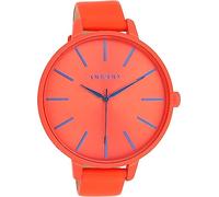 Oozoo Timepieces Montre pour femme avec bracelet en cuir - Montre de qualité supérieure pour femme - Élégante montre analogique ronde, Rouge /orange/imprimé, bracelet