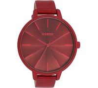 Oozoo Timepieces Montre pour femme avec bracelet en cuir, montre de qualité supérieure pour femme, élégante montre analogique ronde, Dahlia Red Dahlia Red / Red, bracelet