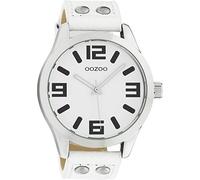 Oozoo Timepieces Montre pour femme avec bracelet en cuir - Montre de qualité supérieure pour femme - Élégante montre analogique ronde, C1050 - Blanc/blanc, bracelet