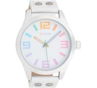 Oozoo Timepieces Montre pour femme avec bracelet en cuir - Montre de qualité supérieure pour femme - Élégante montre analogique ronde, C1085 - Multicolore / blanc, bracelet