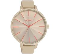 Oozoo Timepieces Montre pour femme avec bracelet en cuir, montre de qualité supérieure pour femme, élégante montre analogique ronde, kaki, kaki/rose, bracelet