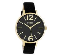 Oozoo Timepieces UOC10836 Montre analogique pour femme en cuir noir, Doré/noir.
