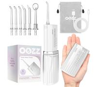 OOZZ Irrigateur buccal de voyage compact avec chargement USB-C, 5 modes de nettoyage, 6 embouts interchangeables, étanche IPX8, hydropulseur sécurisé et résistant aux fuites, OZ-7214