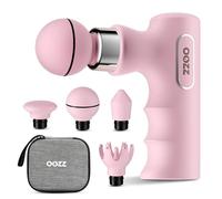 OOZZ Pistolet massage Mini, masseur musculaire portable avec pochette rangement, ultra-compact, 5 niveaux d'intensité, 4 têtes interchangeables, masseur corporel léger, cadeau pour femme, OZ-3621